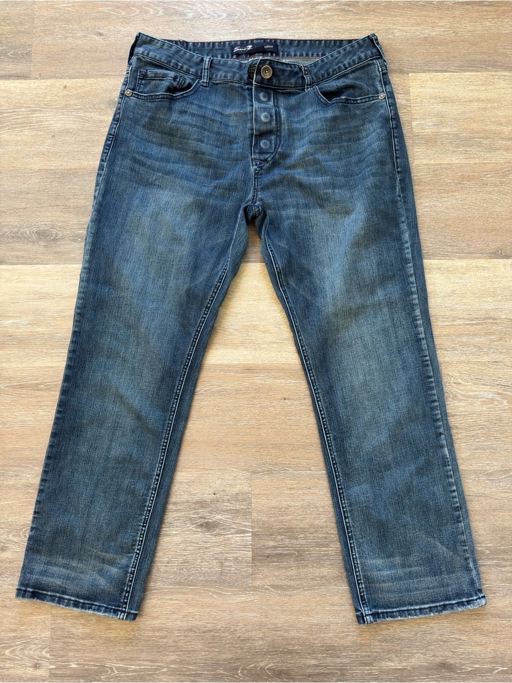 Seven7 Men's Faded Blue Straight Jeans